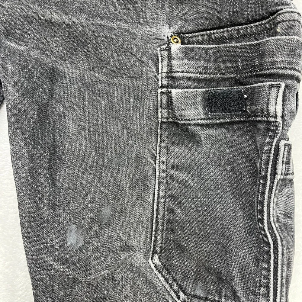 VTG Duluth Trading Co. Work Pants Mens Black Denim Stretch Cargo Pockets - 38X32